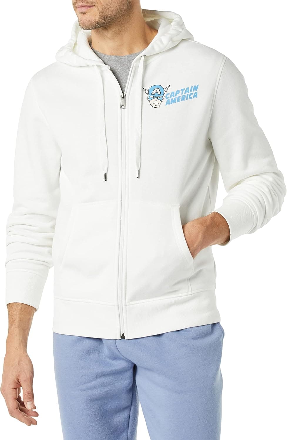 Amazon Essentials Disney | Marvel | Star Wars camisolas de forro polar com capuz e fecho de correr - cores interrompidas homem