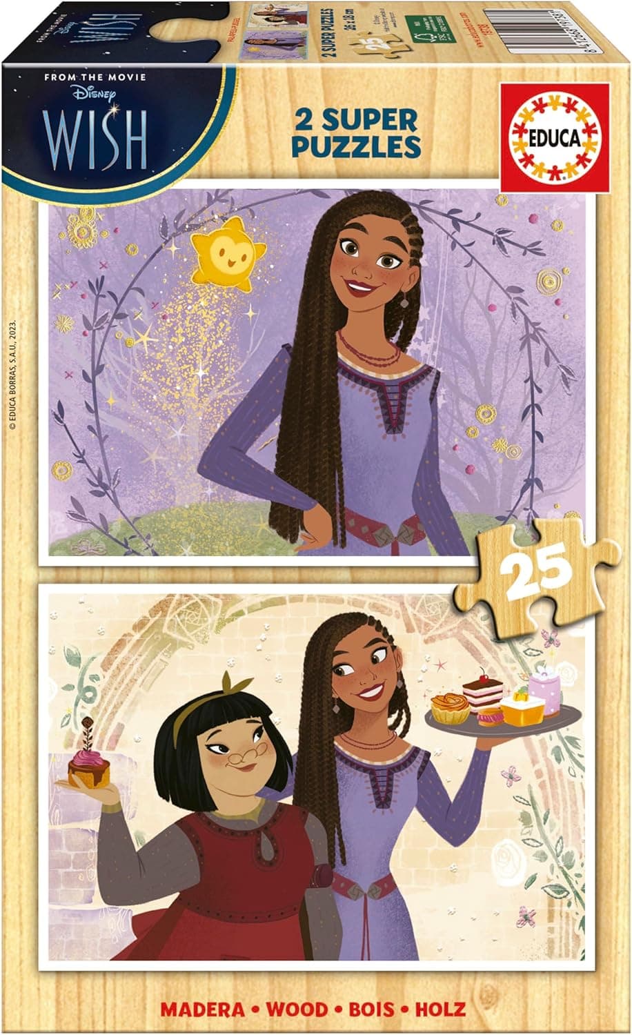 Educa | Conjunto de 2 puzzles de madeira com 25 peças cada para crianças