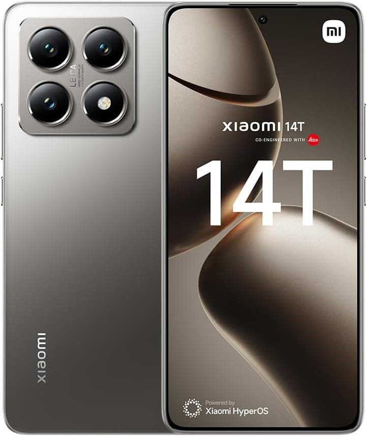 Xiaomi 14T Smartphone de 12 + 256 GB, lentes Leica Summilux, MediaTek Dimensity 8300 ultra para ecrã AMOLED de 6,67'' de 144 Hz, HyperCharge 67W, cinzento titânio (versão ES)