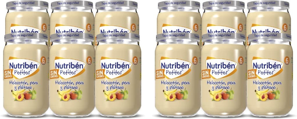 Nutribén Potinhos de pêssego pereira e prata a partir dos 6 meses pack de 6 x 235 g