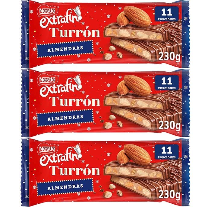 NESTLÉ EXTRAFINO torrão de chocolate com leite amêndoado, 230 g x 3