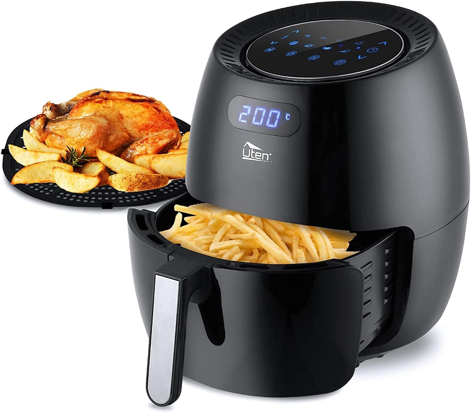 Uten AF-65L | Fritadeira a ar digital com ecrã tátil, 8 modos de cozedura e capacidade de 6,5 L