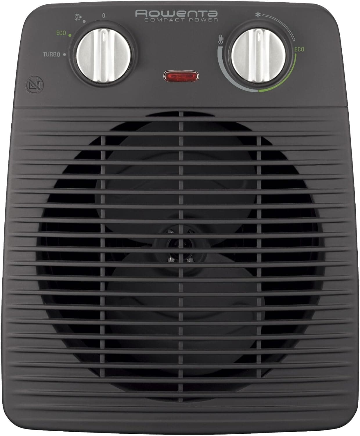 Rowenta Compact Power SO2210 Aquecedor compacto com motor duplo de 1000 W e 2000 W, função silenciosa, 2 velocidades e várias funções, termostato anti-geada, função fria, cor preta 