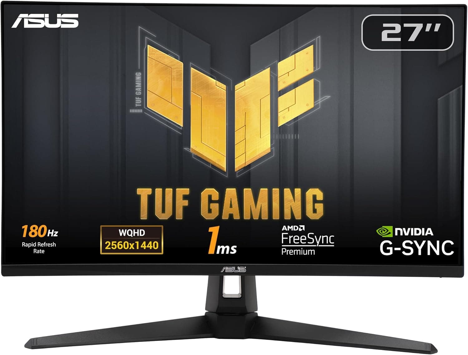 ASUS Monitor de jogos TUF Gaming VG27AQ3A de 27" (QHD, 180Hz, Fast IPS, ELMB Sync, 1ms (GTG), Freesync Premium, compatível com G-Sync, Overdrive variável, 130% sRGB)