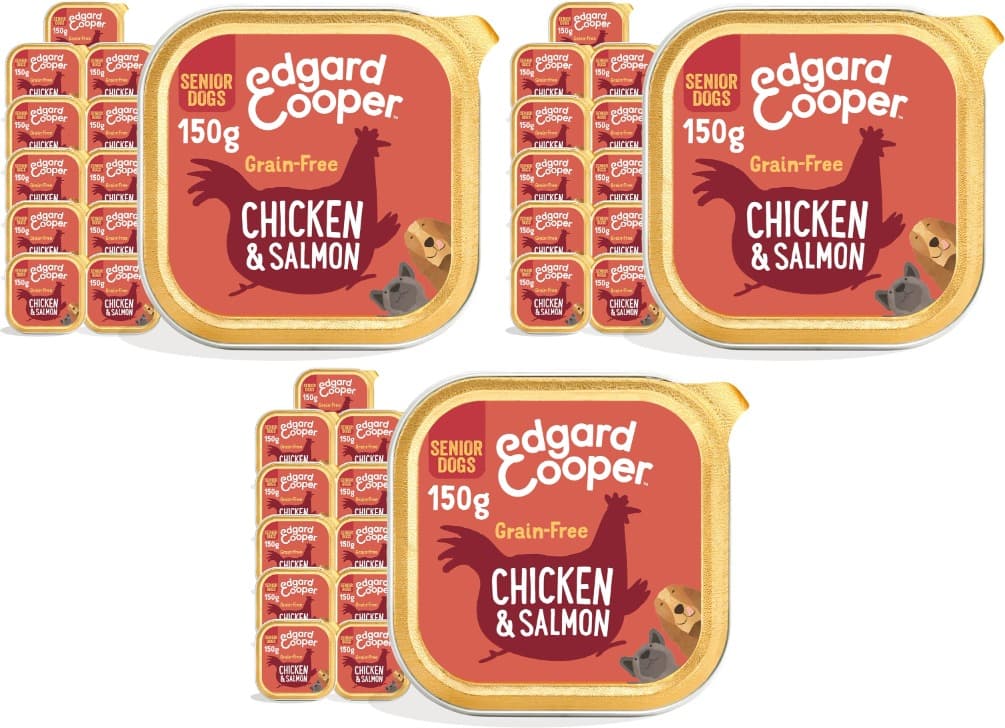 Edgard & Cooper Comida húmida para cães idosos, frango e salmão fresco, 150g x 33