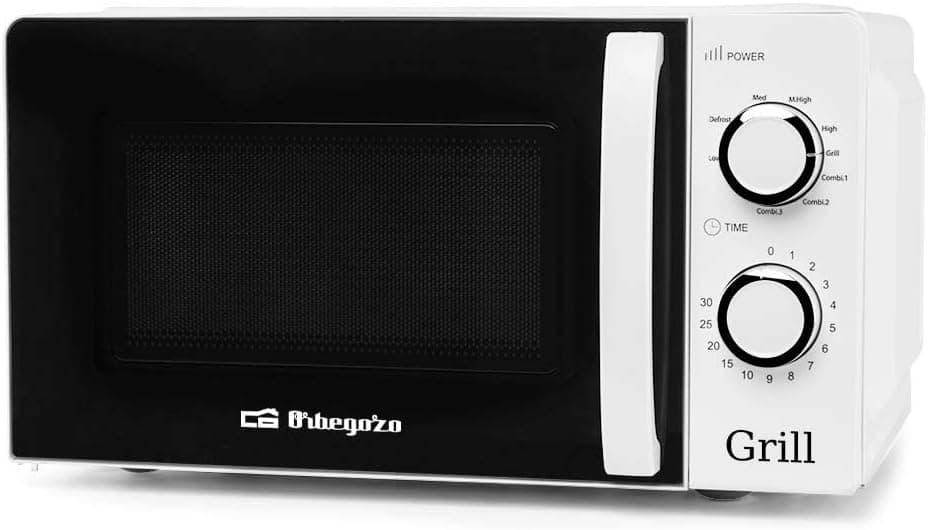 Orbegozo MIG 2130 | Micro-ondas com grill de 20 L em branco com 6 níveis de potência e função descongelação