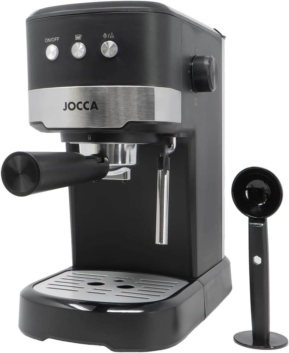 Jocca - Cafeteira expresso de 20 barras com vapor, 1100 W, depósito 1,25 L removível, metal, preto