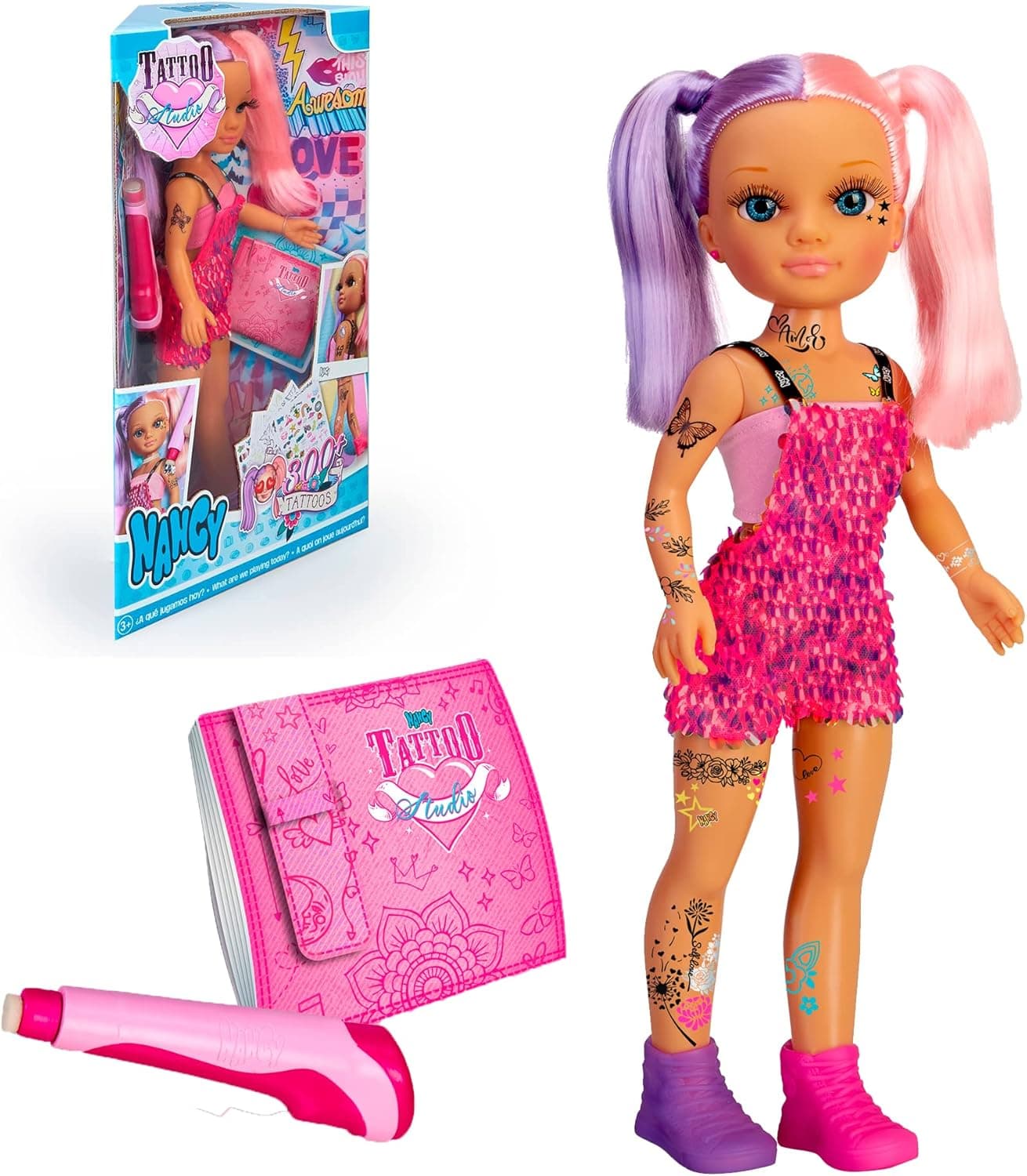 Nancy - Todos os dias um tattoo, boneca com autocolantes impermeáveis temporárias para brincar com ela e decorar, até 365 tatuagens tipo decalque diferentes, para meninos e meninas, famosa (700017335)