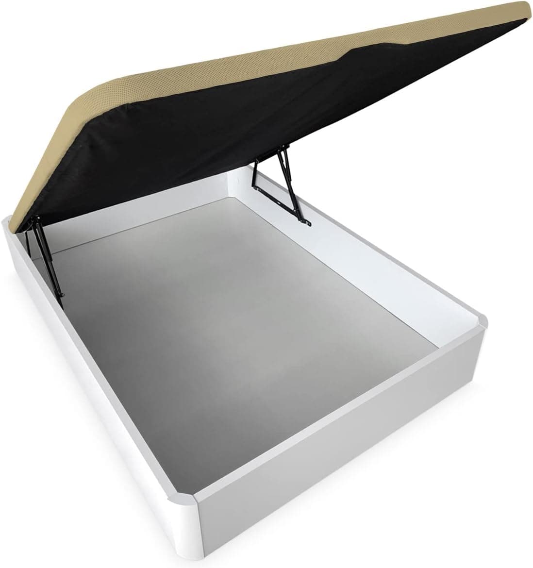 Somnia Descanso - Sommier rebatível extra reforçado de grande capacidade com tampa respirável, cantos redondos, 90 x 200, branco