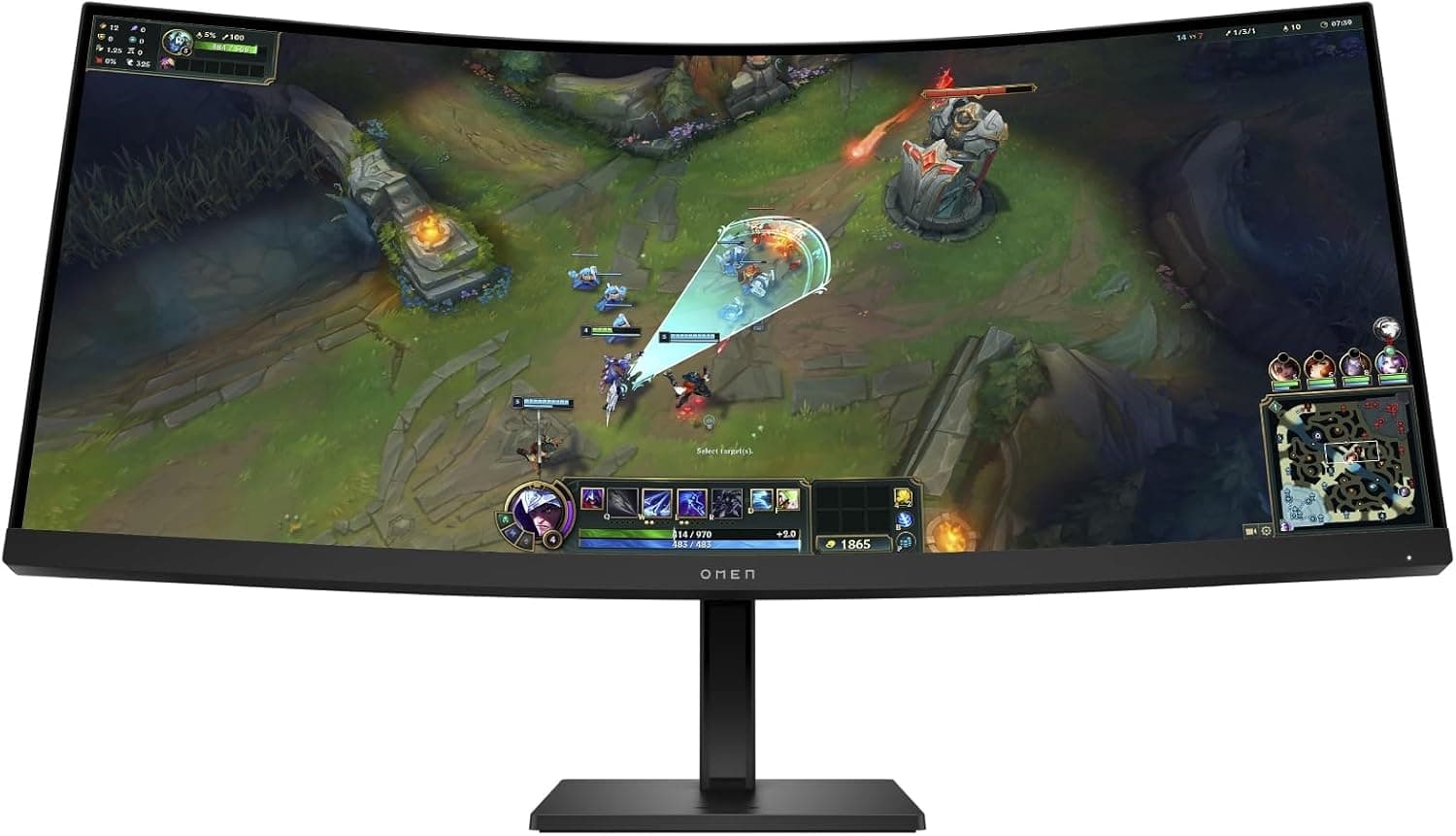 HP OMEN 34c G2 | Monitor gaming curvo 34'' WQHD 180 Hz com coluna integrada e ajuste de altura