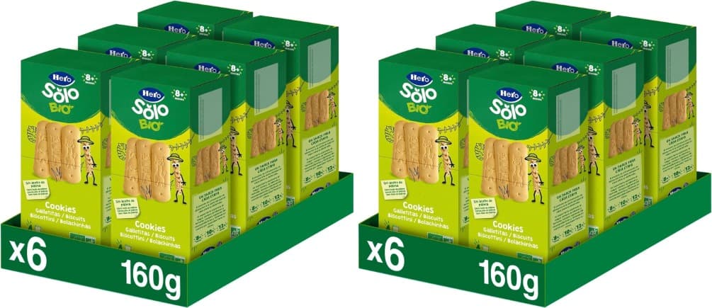 Solo Hero Solo | Bolachas biológicas de cereais sem óleo de palma para bebés a partir dos 8 meses, 160 g x 12