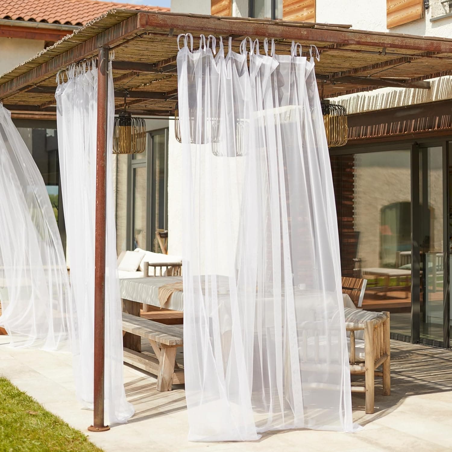 HomeMaison.com Visillo mosquiteira com pala oculta, pala branca, 140 x 240 cm