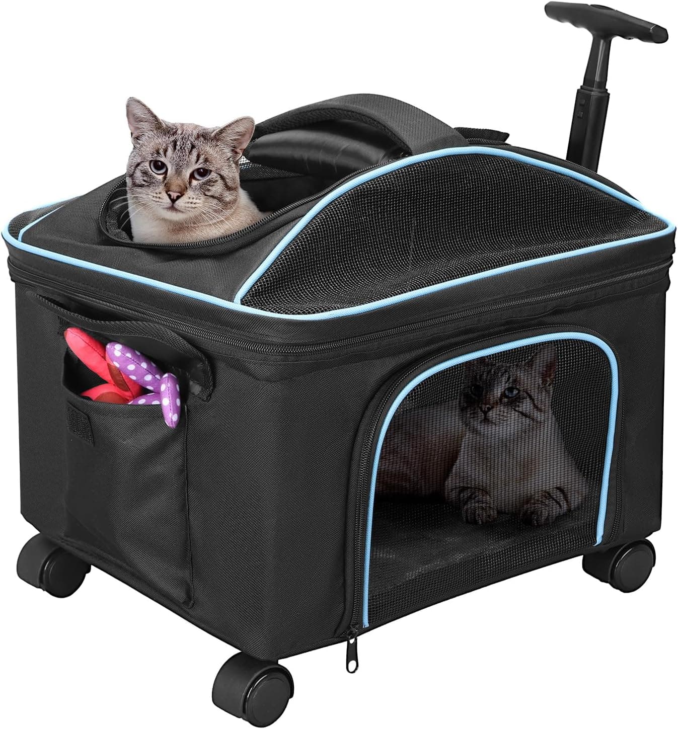 Bolsa de transporte com rodas removíveis para cães pequenos e gatos, carga até 11 kg