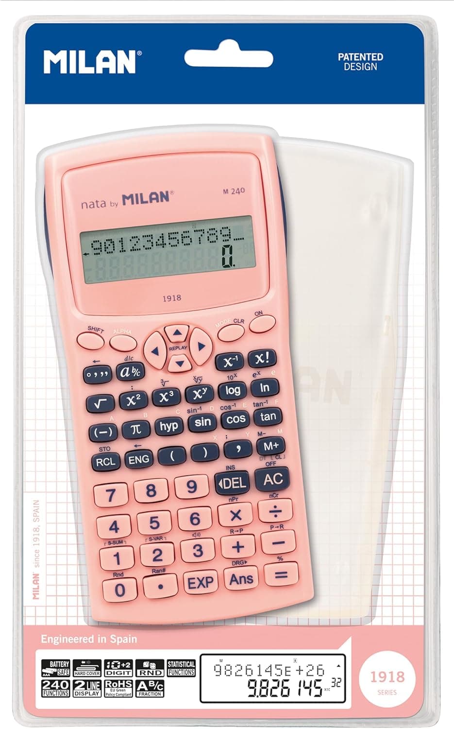 MILAN® Blister calculadora científica M240 série 1918, rosa