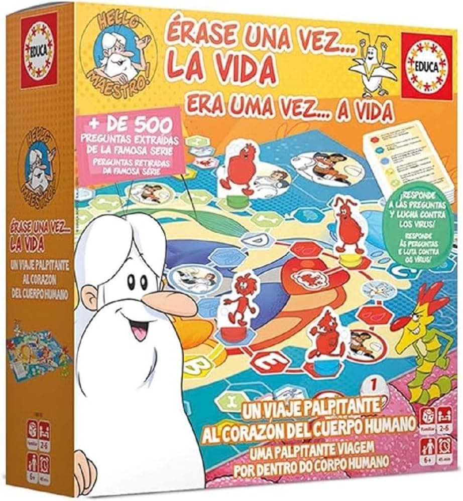 Educa - Era uma vez a vida, jogo de tabuleiro educativo familiar com mais de 500 perguntas e respostas sobre o corpo humano e 5 temas, a partir de 6 anos (18510)