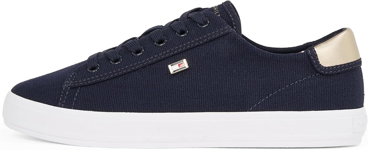 Tommy Hilfiger Sneaker com sola vulcanizada mulher Canvas Lace Up elegante