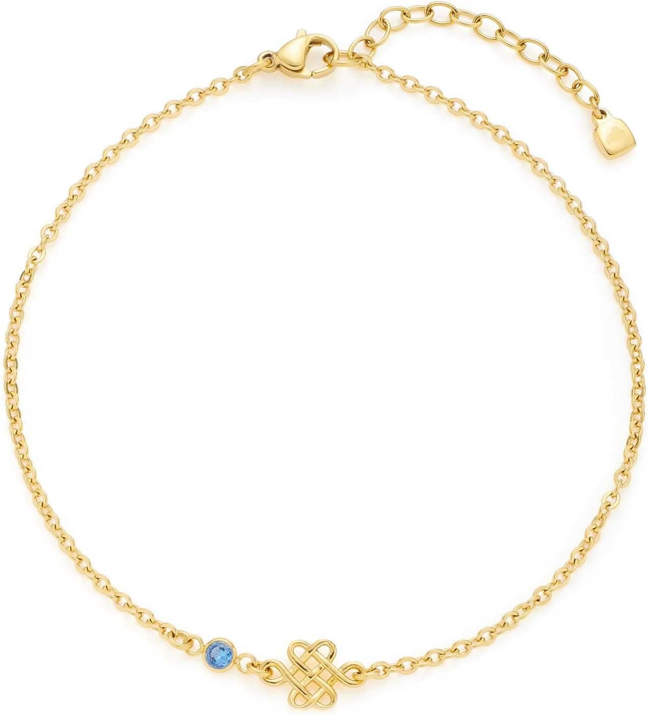 Leonardo Ciao 022984 Arina - Tornozeleira de cristal azul com símbolo do infinito em aço inoxidável, dourada, 23,5-27,5 cm, joias femininas, tamanho único, aço inoxidável