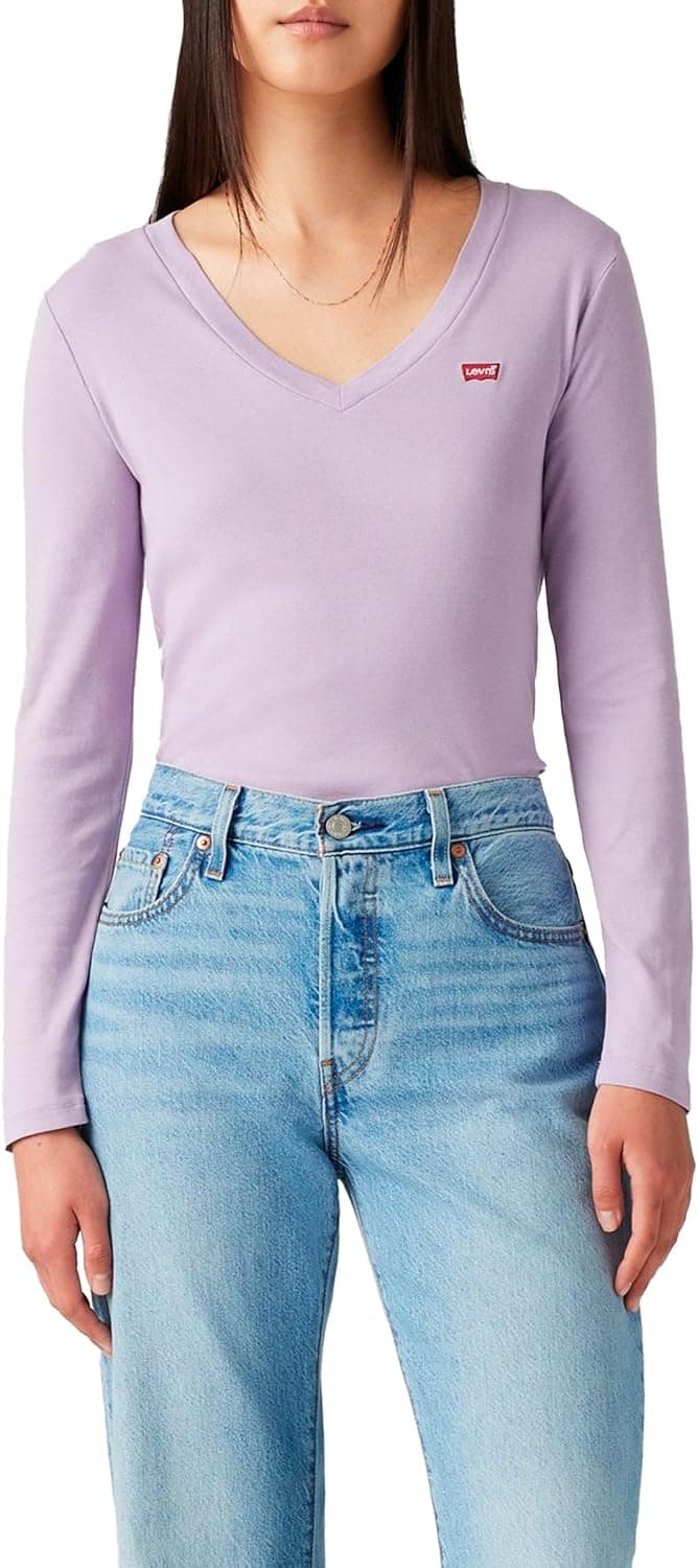 Levi's Essential Housemark Long-sleeve Vneck Camisola de mulher