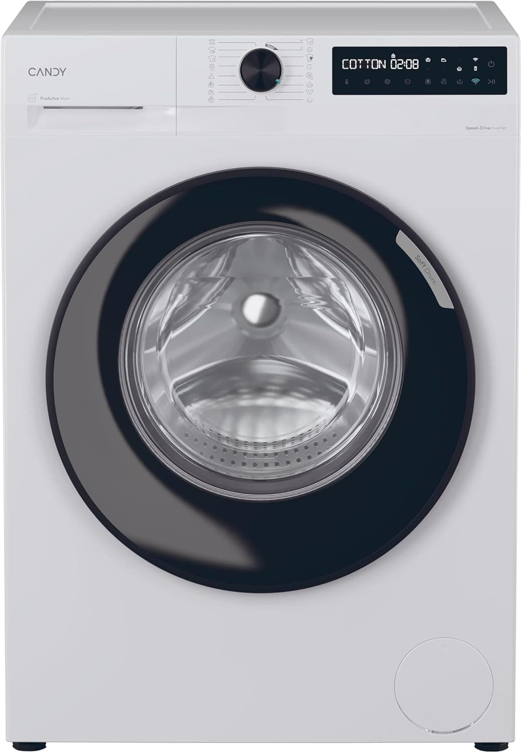 Candy ProWash 500 BR 48B6-S Lavadora 8 KG, 1400 RPM, Display Digital, Conectividad WIFI, Control Remoto, 16Ciclos, Inverter SpeedDrive, Inicio Diferido 24H, Bloqueo Infantil, Detector KG, 72DB, Blanco