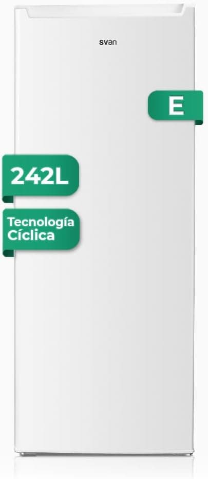 Svan Frigorífico frigorífico branco SR145501E. Capacidade de 242 litros, porta reversível, baixo nível sonoro