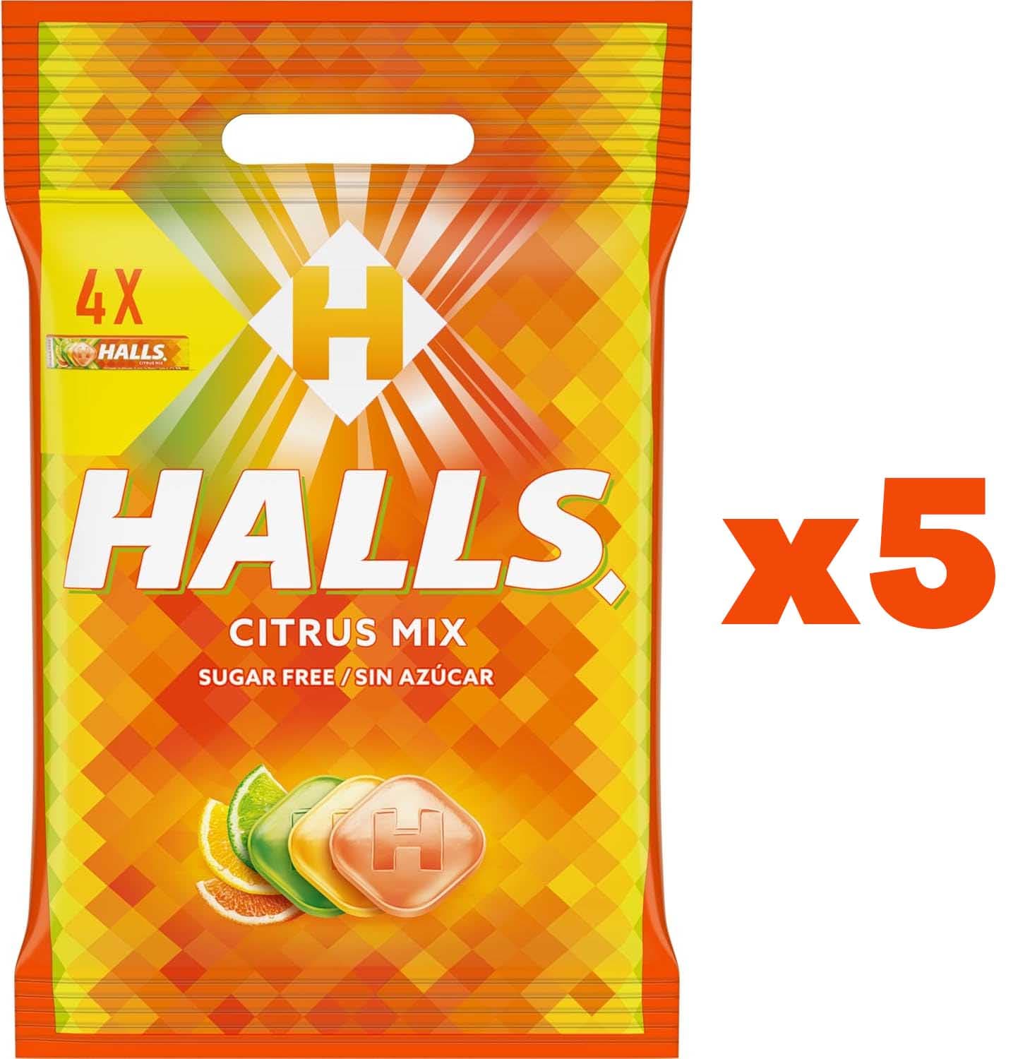 Halls Mistura cítricos doces duros sabor cítrico, 4 x 32 g (x5)