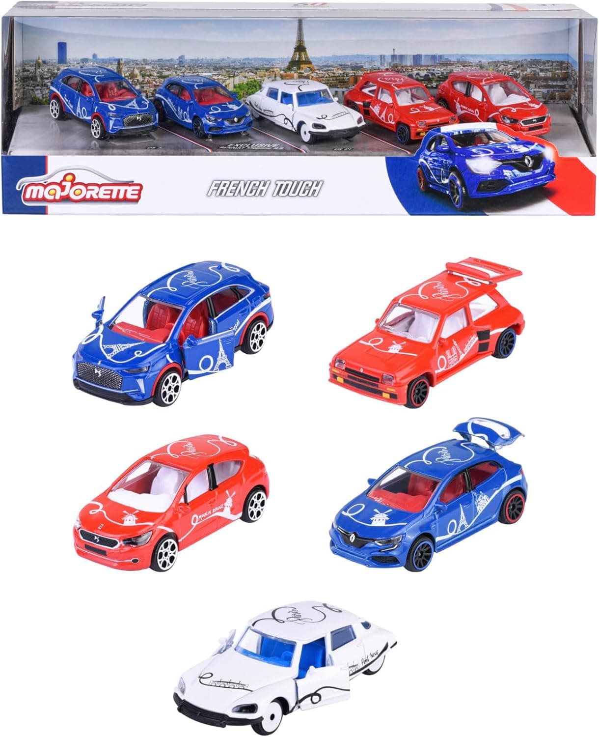 Majorette – French Touch Giftpack – Carros em miniatura de metal, estojo de 5 veículos com 2 veículos exclusivos, 212055012