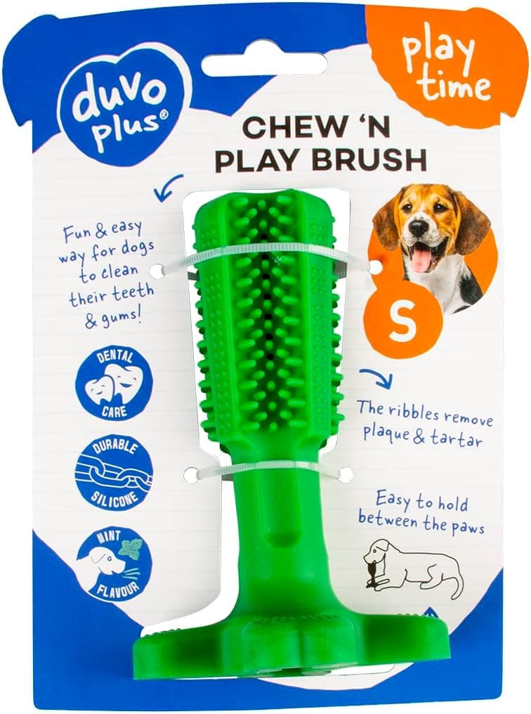 duvoplus, CHEW `N PLAY BRUSH S - 12 x 7,6 x 7,6 cm verde, brinquedo, verde, cão
