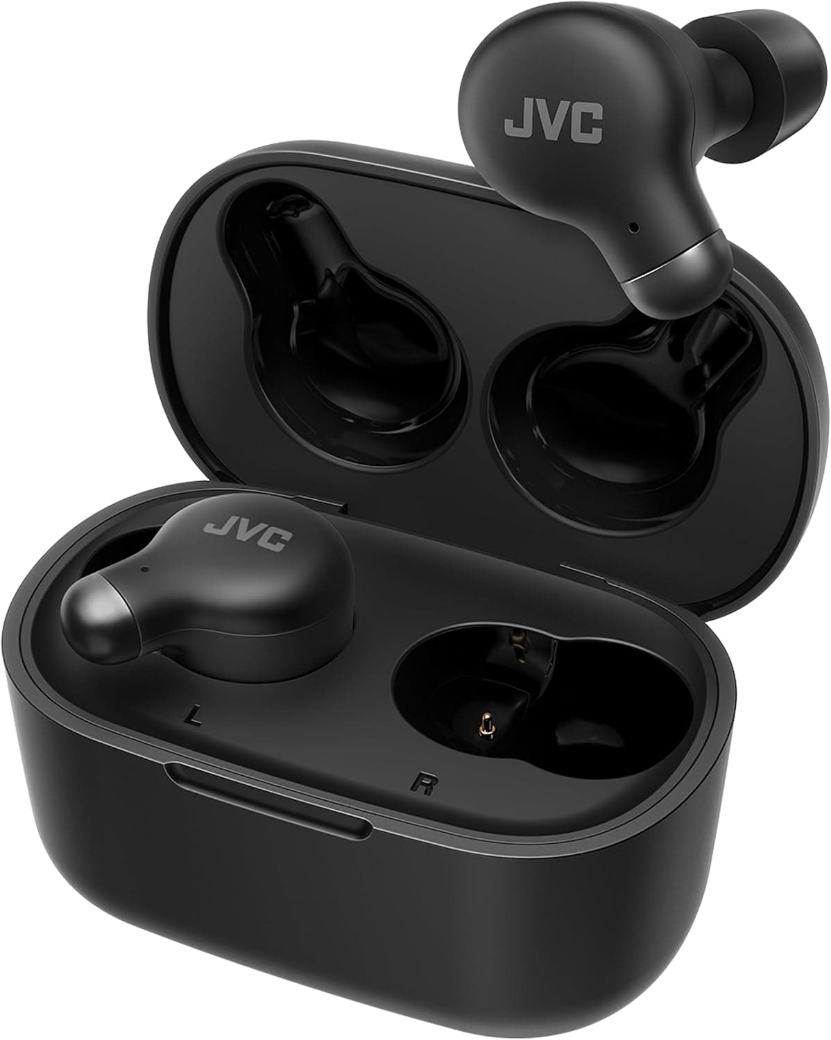 JVC HA-Z250T Auriculares Bluetooth 5.3 Sem Fios, 28h de Bateria, IPX4, 5,1g, Cancelamento de Ruído, 3 Almofadas de Silicone e 2 de Espuma, Preto