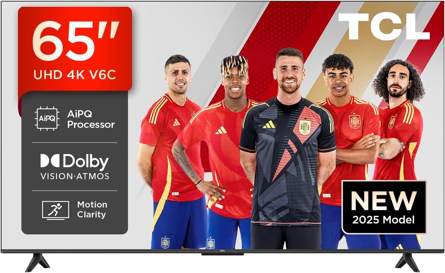 TCL 65V6C 65" Direct LED Smart TV, 4K HDR, Powered by Google TV (Dolby Audio, Motion Clarity, Compatible with Google Assistant & Alexa) 65" 2025 V6C