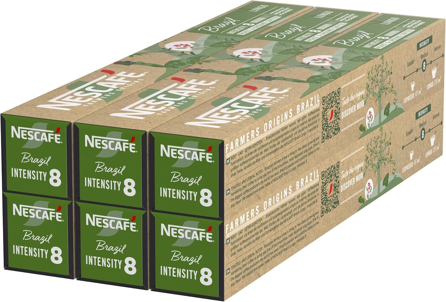 NESCAFÉ Farmers Origins Brazil Lungo | Cápsulas de café compatíveis com máquinas Nespresso pack de 60 unidades