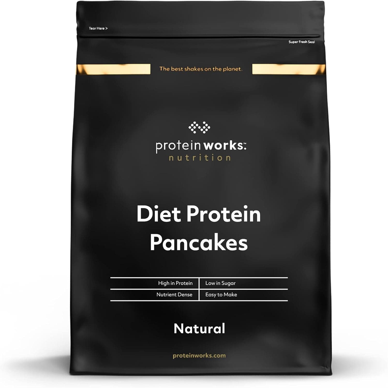 THE PROTEIN WORKS Mix Pancake profissional dietético, alto em proteínas, snack baixo em açúcar, rápido e fácil de fazer, natural, 500 g