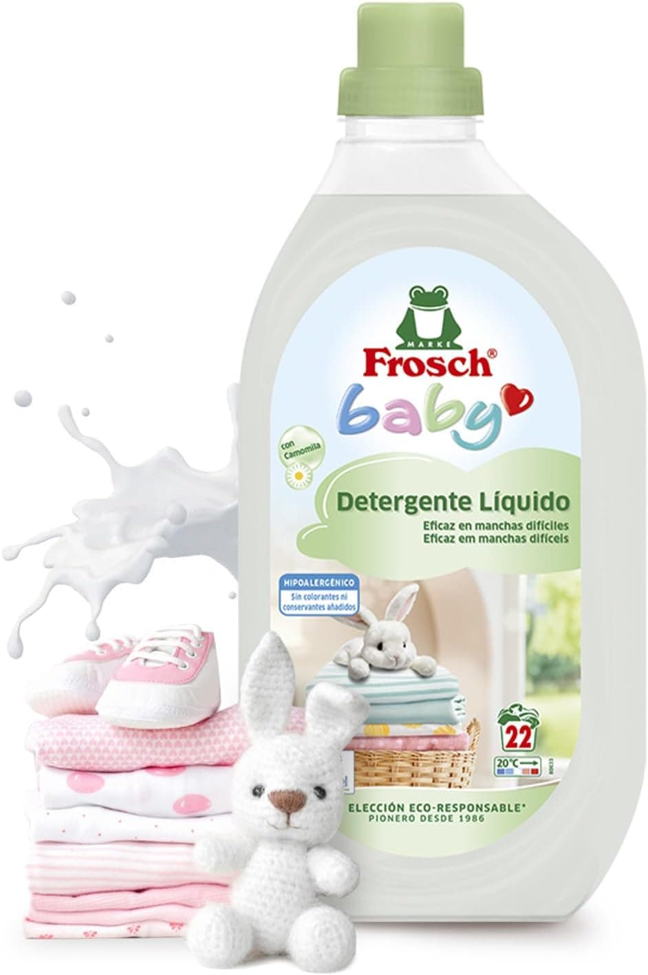 Frosch Baby - Detergente líquido de máquina de lavar para roupa de bebé, adequado para peles sensíveis, produto ecológico e hipoalergénico - reduz o risco de irritação, 1,5 l