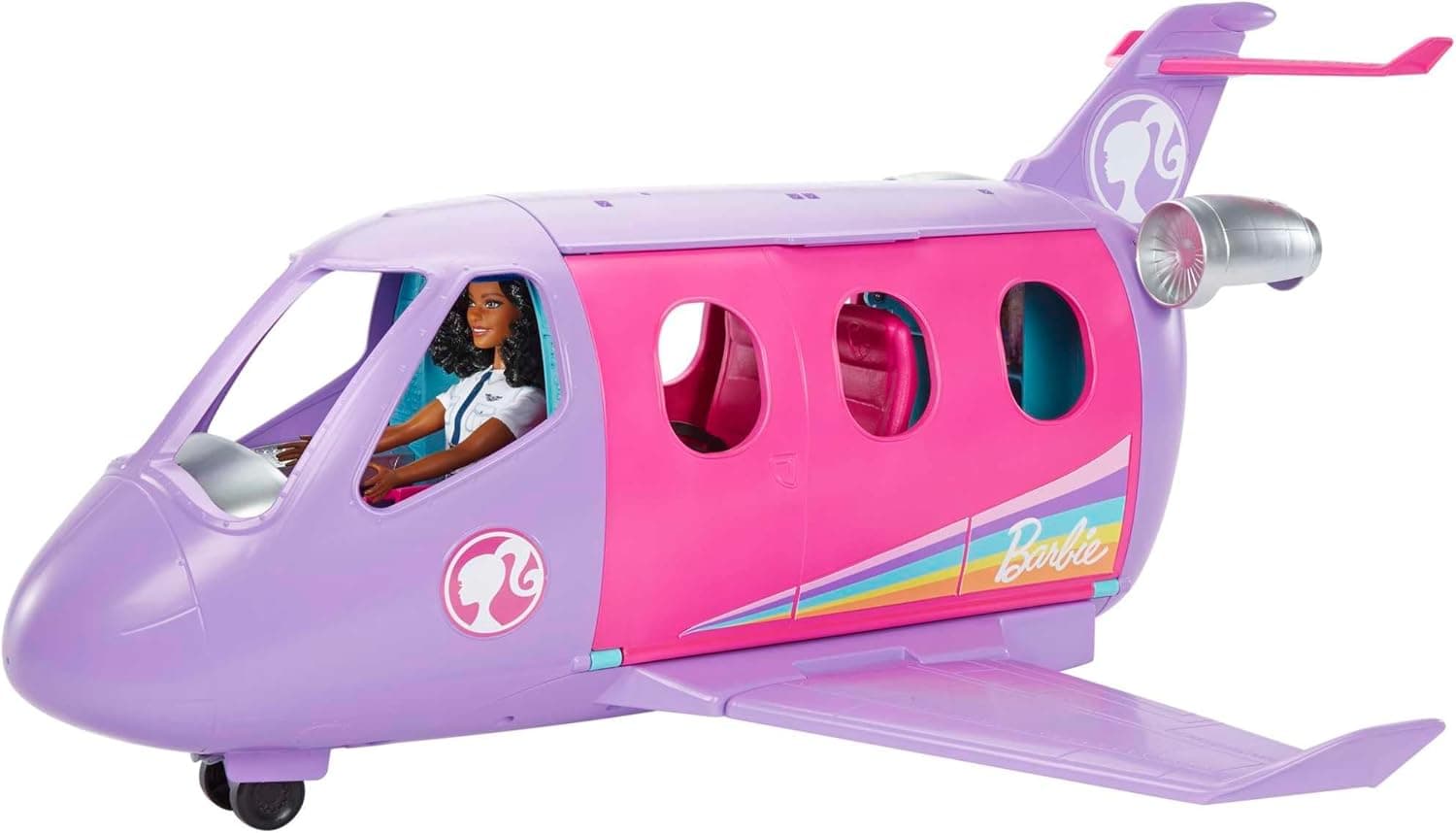 Barbie Life in the city Avião com piloto aeronave de brinquedo com boneca com uniforme e conjunto de jogos, brinquedo de presente + 3 anos (Mattel HCD49)