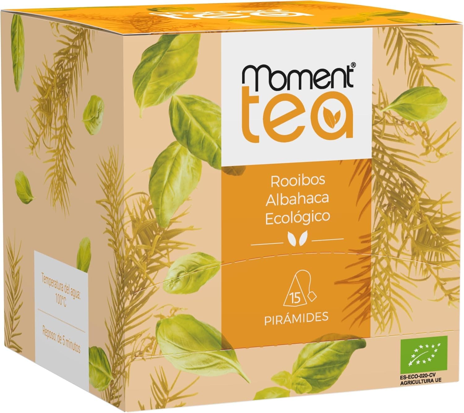 Moment Tea - infusão rooibos manjericão ecológico estojo de 15 pirâmides de 2 g