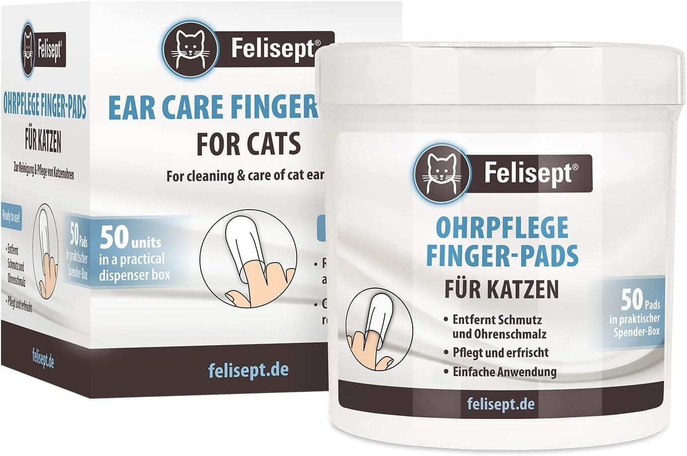 Felisept Limpador ouvidos para gatos, 50 peças - cuidado e higiene para orelhas de gato 