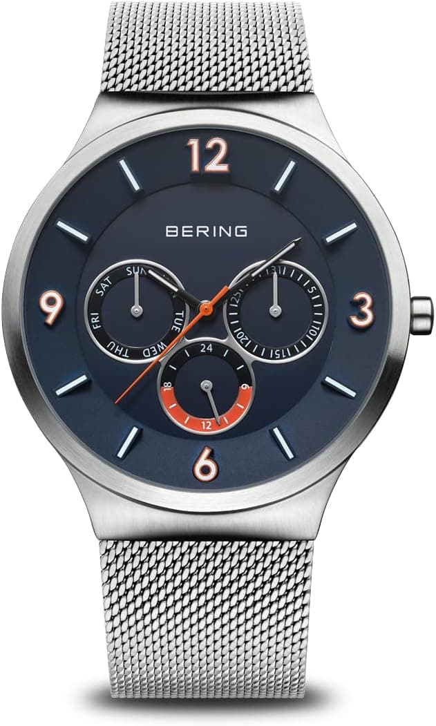 BERING Relógio com movimento de quartzo para homem, coleção clássica com aço inoxidável e cristal de safira 33441-XXX