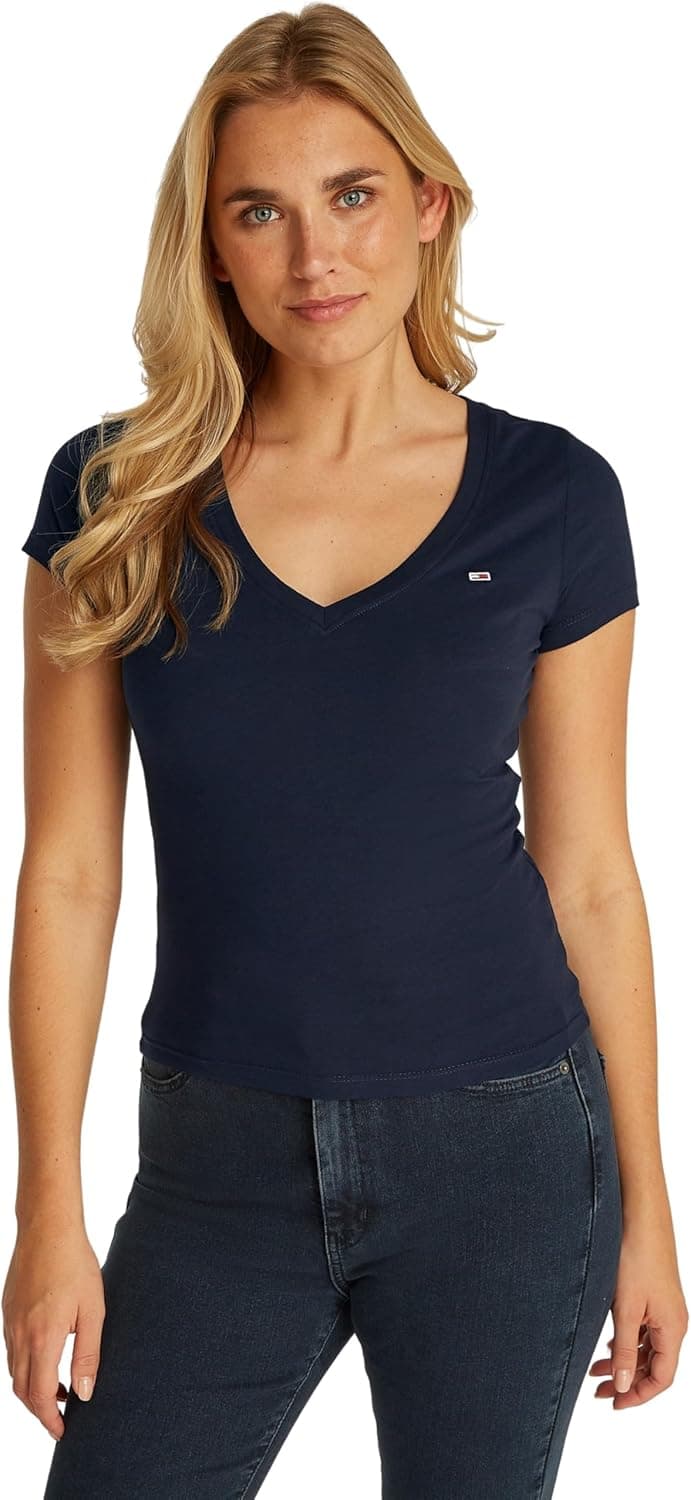 Tommy Jeans T-shirt slim para mulher com decote em V