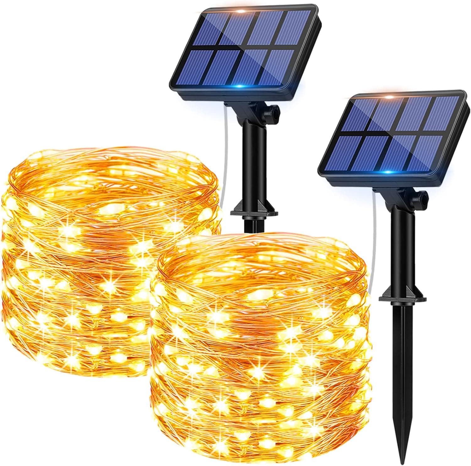 litogo [2 pacotes luzes LED solares para exteriores, 12 m 120 LED grinaldas de luzes solares exteriores, 8 modos de luz