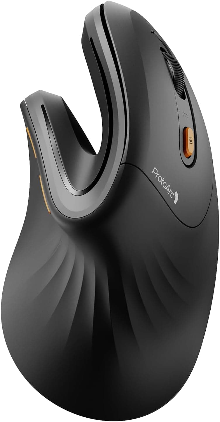 rotoArc Rato ergonómico, EM11 NL sem fios vertical rato ótico recarregável com 3 portas de dispositivo (Bluetooth e USB), 3 dpi ajustáveis para computador, iPad, Mac, Windows 