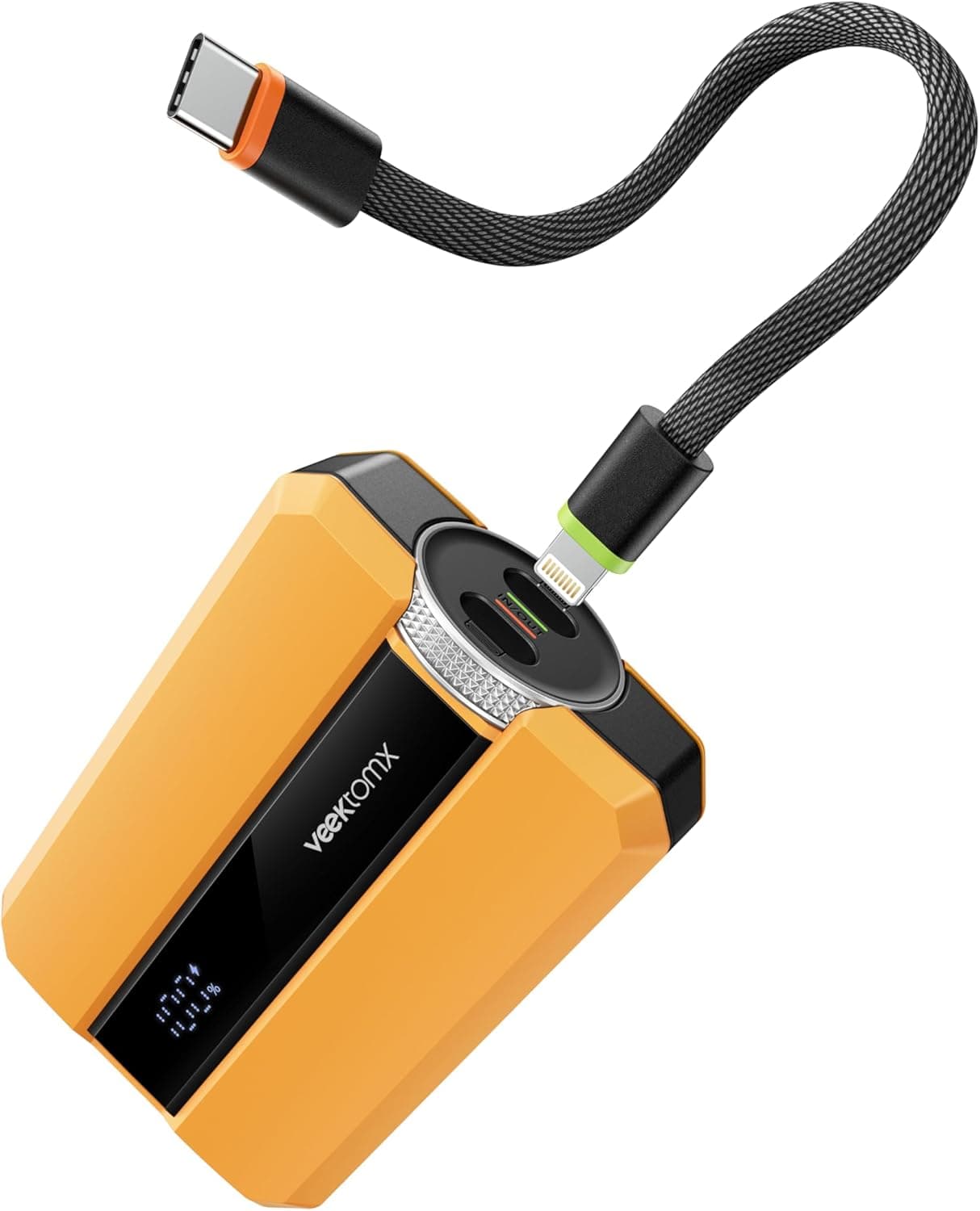 VEEKTOMX PD 30 W Power Bank carregamento rápido 10000 mAh, bateria portátil compacta com cabo USB C integrado removível, mini bateria externa universal compatível com iPhone 15/14/Samsung/MacBook