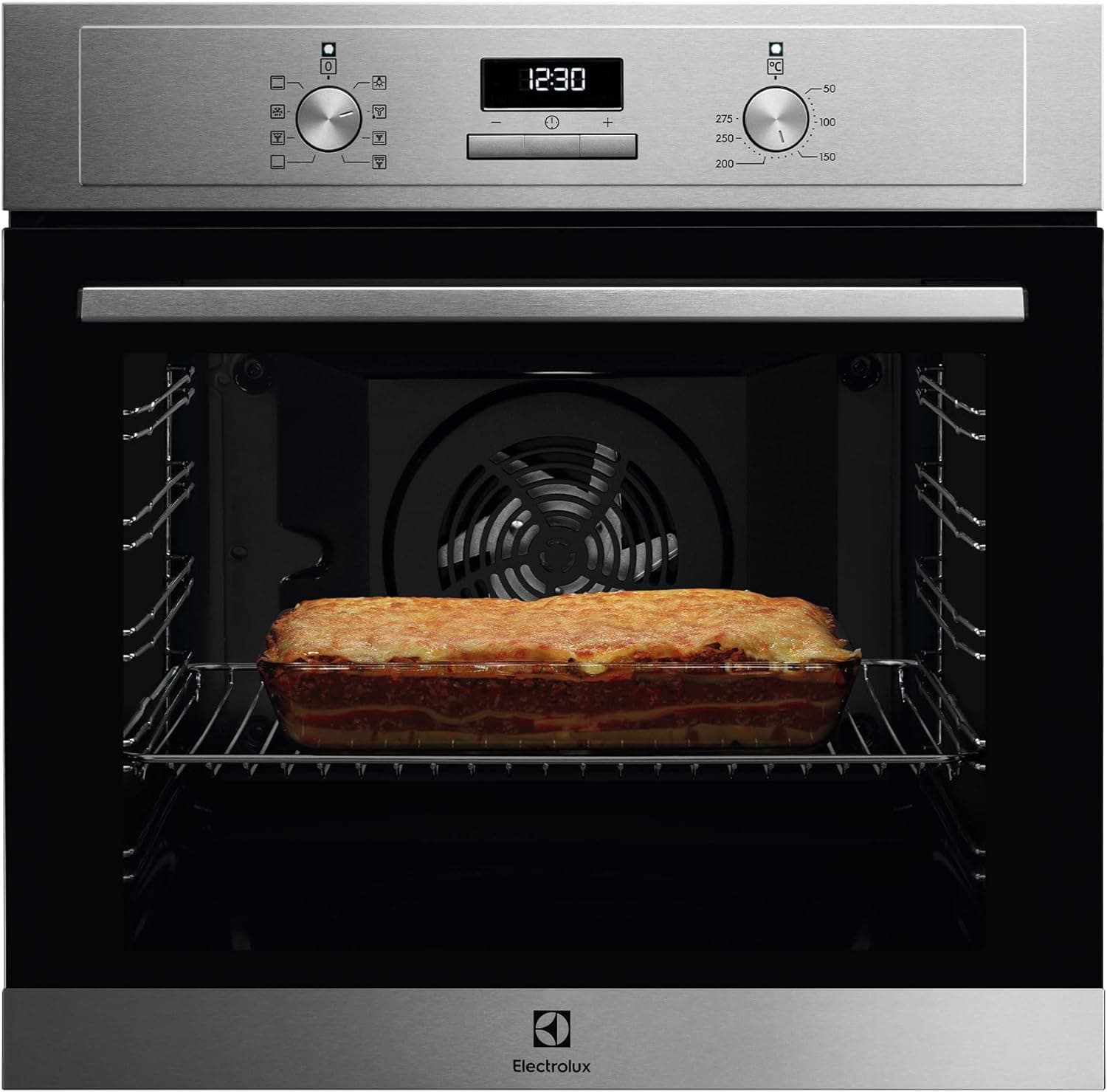 Electrolux EOH3H54X Forno elétrico de convecção, multifuncional, grelha integrada, série 300, 7 funções, cozimento múltiplo, limpeza AquaClean, capacidade de 72 l, anti-impressões digitais, classe A