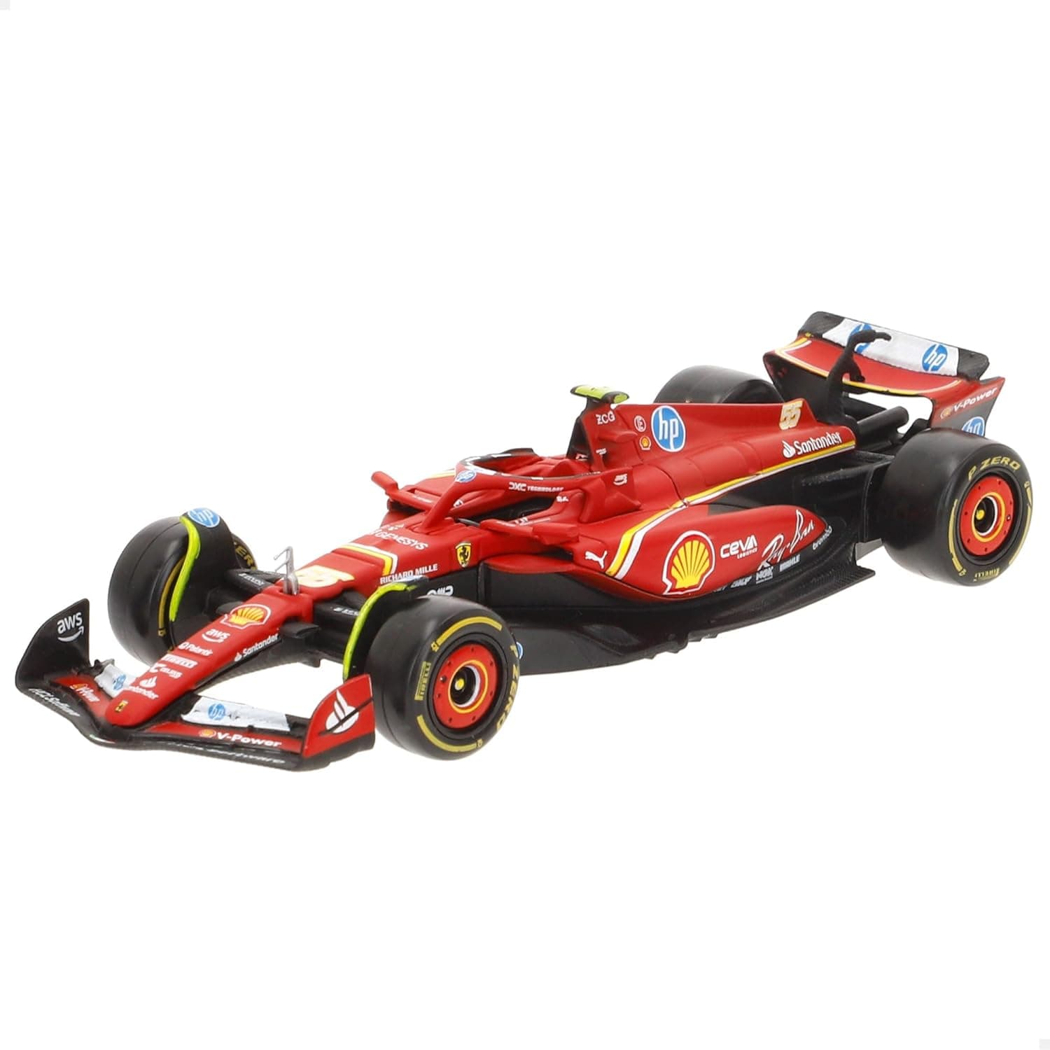 Burago Ferrari SF-24 Charles Leclerc #16 2024 - modelo de carro realista em escala 1:43, licença oficial Ferrari, idade recomendada 3 anos
