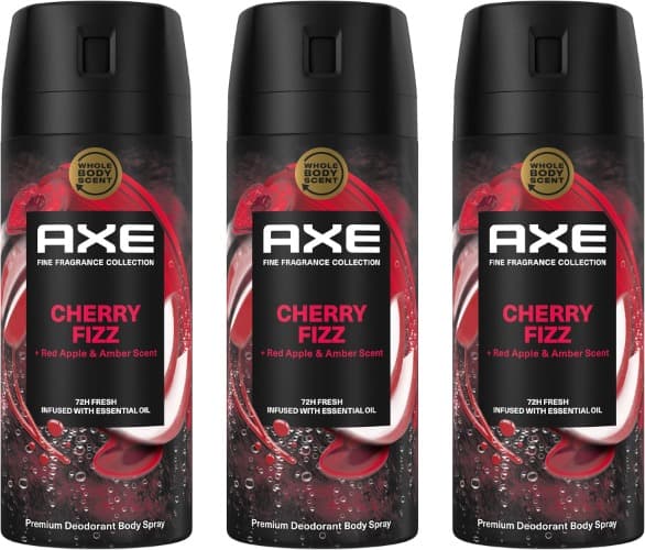 AXE Cherry Fizz | Desodorizante em spray com aroma frutado, 150 ml x 3