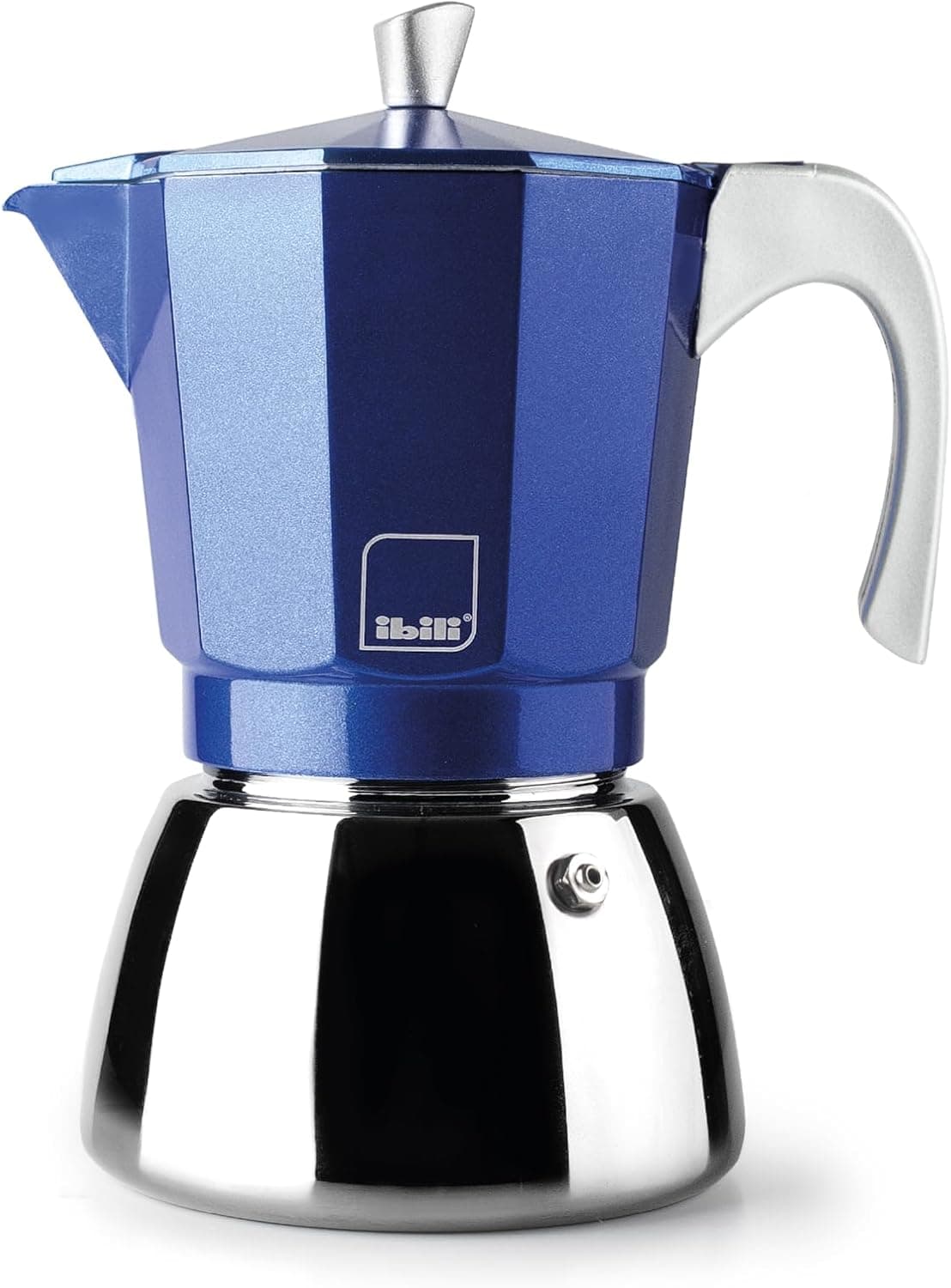 IBILI Elba Blue | Máquina de café espresso para fogão em alumínio para 12 chávenas, 600 ml, compatível com indução