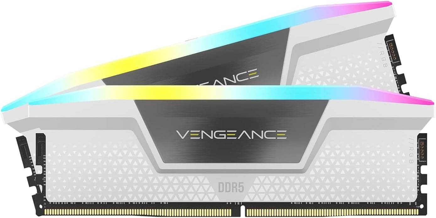 CORSAIR Vengeance RGB DDR5 RAM 32 GB (2 x 16 GB) 6000 MHz CL30 Intel XMP iCUE memória de computador compatível - branco (CMH32GX5M2B6000C30W)