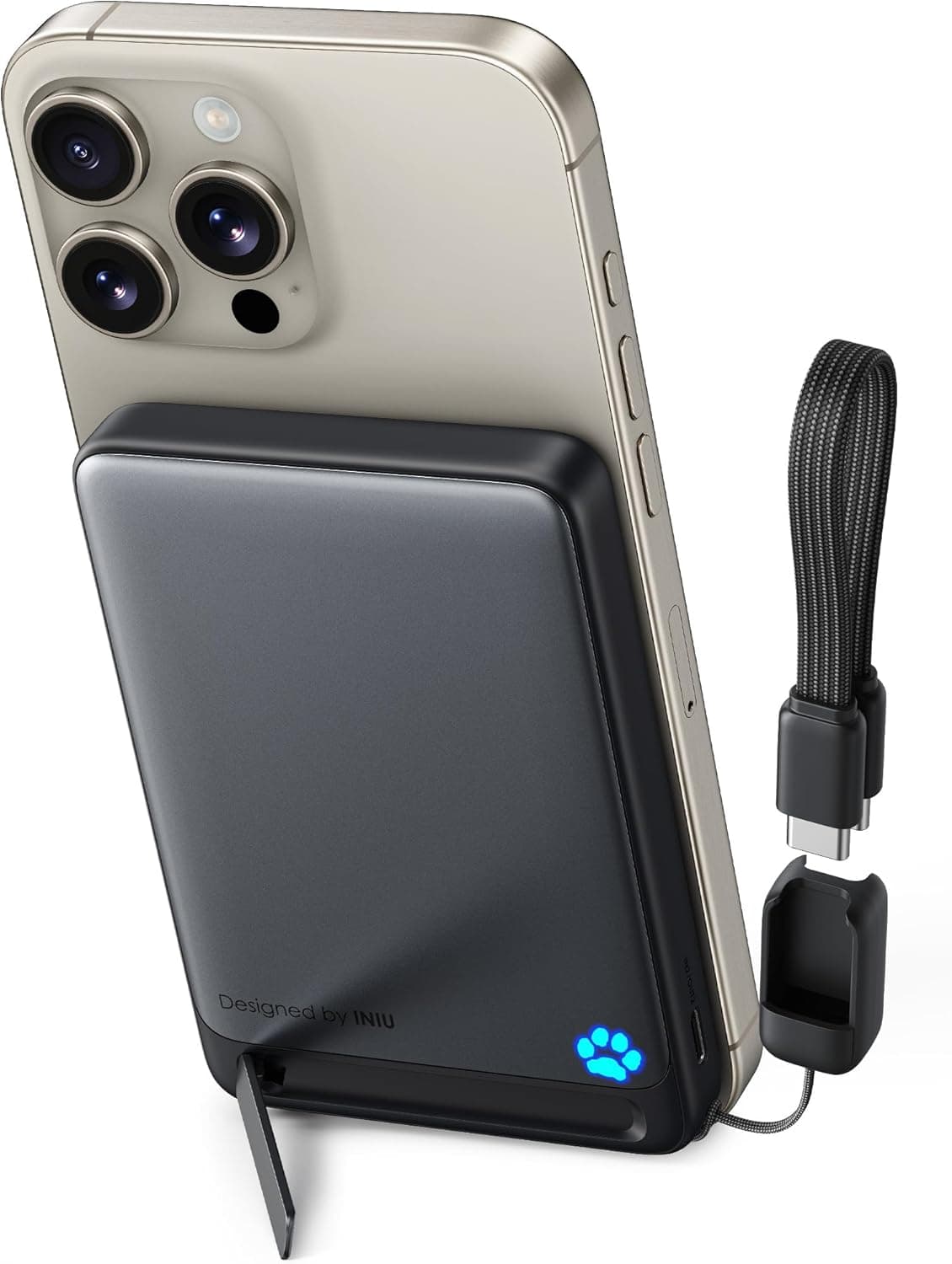 INIU P73 | Power bank magnético de 10000 mAh com carregamento rápido de 45 W e suporte dobrável para iPhone