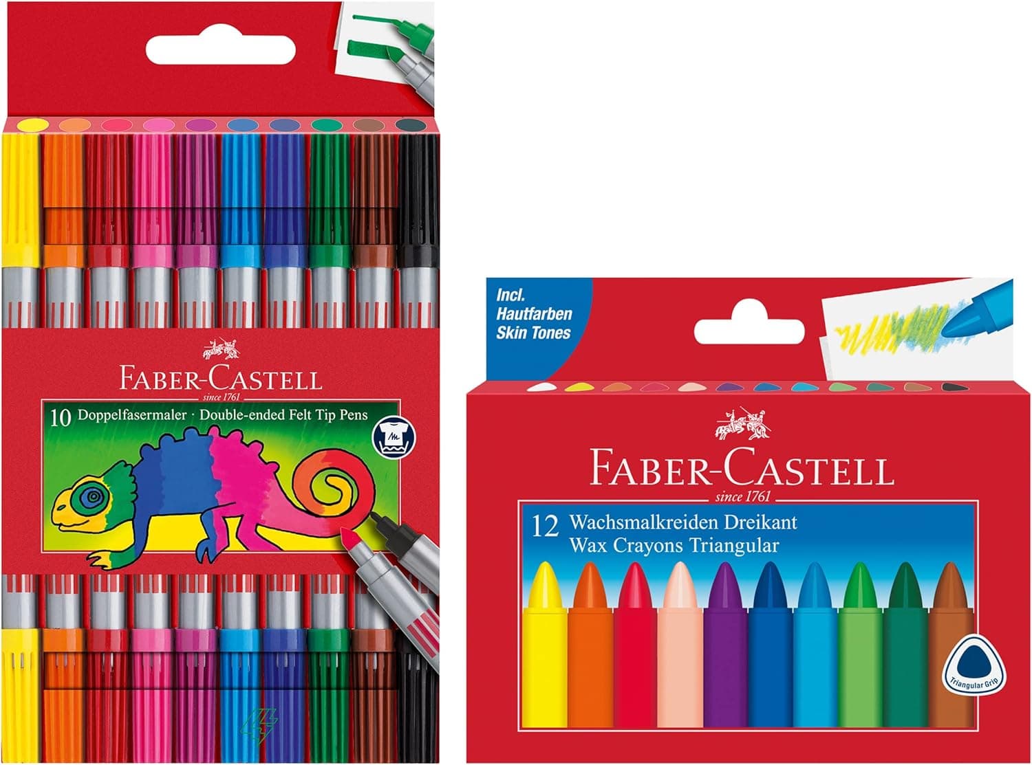 Faber-Castell 205032 Conjunto de 12 lápis de cera e 10 marcadores de ponta dupla