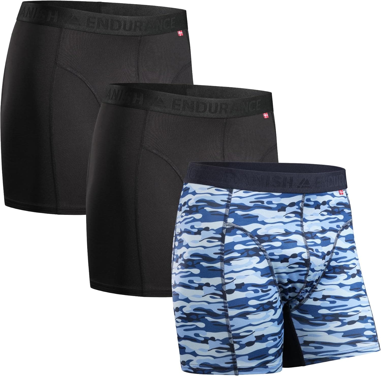 DANISH ENDURANCE Boxers desportivos para homem, pack de 3