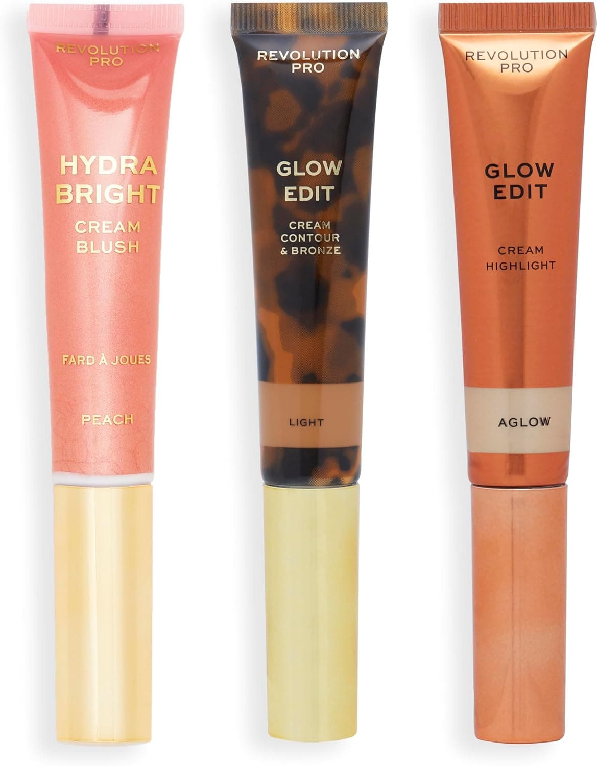 Revolution Beauty London Pro Set de maquilhagem em creme para contorno, colorete e iluminador, vegano e sem crueldade, leve, 1 x 12 ml, 2 x 15 ml