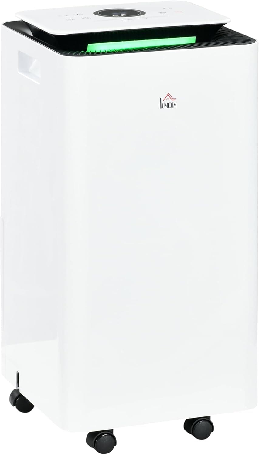 HOMCOM Deshumidificador elétrico 10 l/dia depósito de água 2,5 l desumidificador silencioso até 10 - 20 m² com 5 modos 2 velocidades ecrã LED temporizador para quarto sala de estar branco